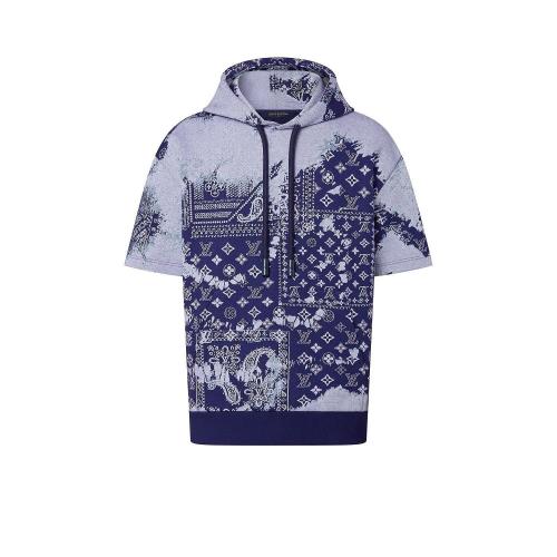  LV路易威登 22年秋冬 男士 卫衣 MONOGRAM 丝巾印花短袖连帽衫 1AA5EE 1AA5EL 1AA5EJ 1AA5EK 1