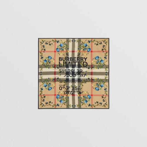  BURBERRY 22年秋冬 女士 蒙太奇印花丝质方巾 80608251