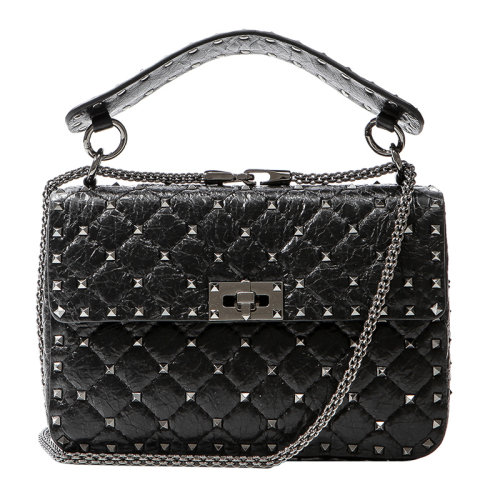 Valentino/华伦天奴 女士黑色牛皮中号单肩包 RW2B0122-ARD-0NO