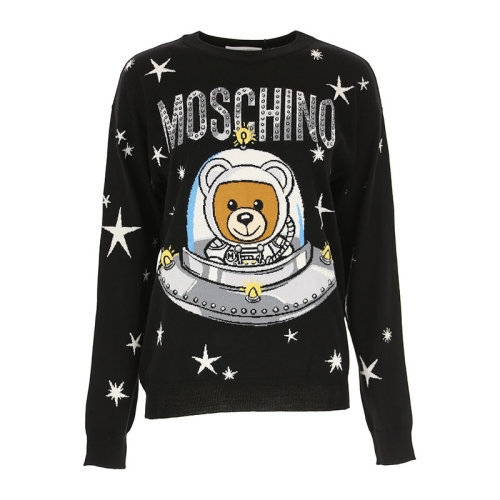 MOSCHINO/莫斯奇诺  女士黑色羊毛太空小熊图案针织衫/毛衣 90554011555