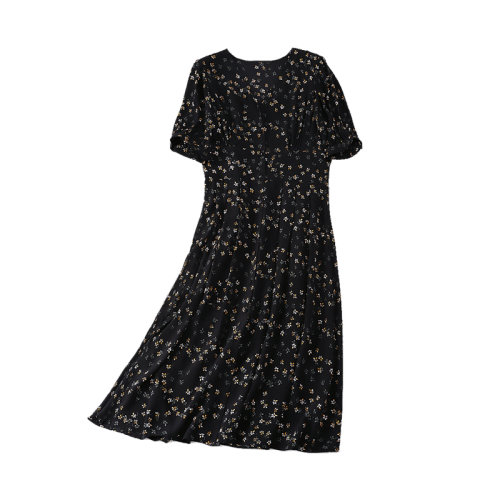 GeleiStory/GeleiStory  春夏新款法式复古茶歇裙气质时尚桑蚕丝长裙碎花裙子   女装＞女士裙装＞女士连衣裙