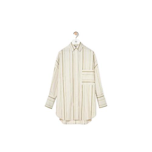  LOEWE罗意威 22年秋冬 女士 罩衫 Oversize stripe shirt in wool and cotton S359Y05X23-7147