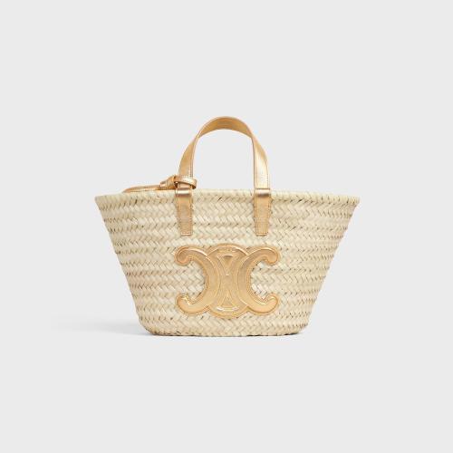 CELINE赛琳思琳 22年秋冬 女士 手提包 TEEN TRIOMPHE CLASSIC棕榈叶层压牛皮革提篮包 194002D