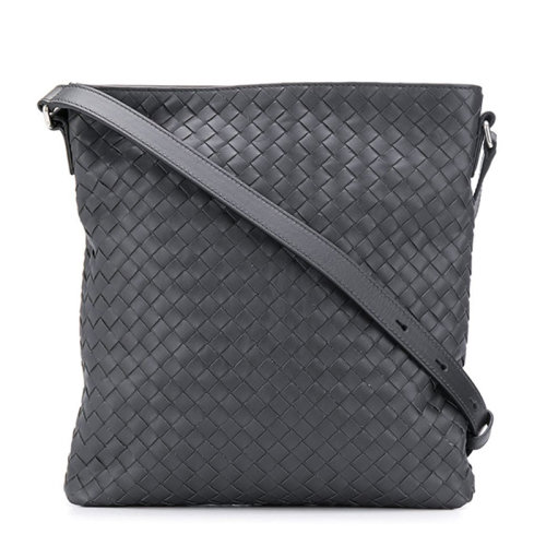 Bottega Veneta/葆蝶家 男士纯色牛皮编织款拉链开合宽肩带单肩包斜挎包邮差包男包 577534-VBOC6 多色可选