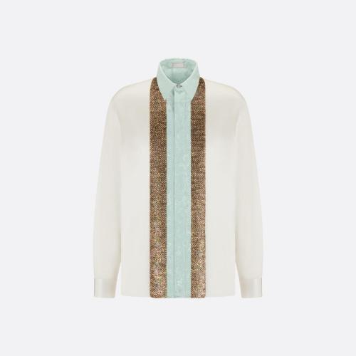  DIOR迪奥 22年秋冬 男士 长袖衬衫 Chemise a plastron sequins 293C502A5577_C088