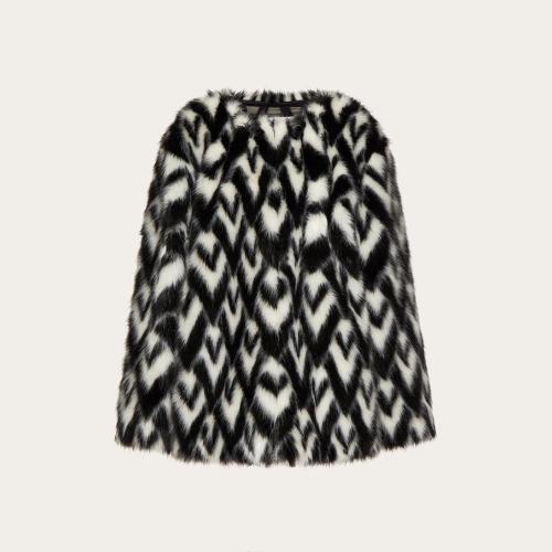  VALENTINO华伦天奴 22年秋冬 女士 大衣 CABAN EN FAUSSE FOURRURE 1B3CJ6857DQ0AN