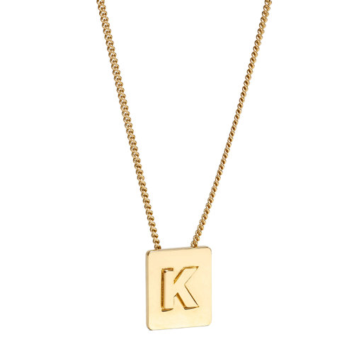 CELINE/赛琳 经典款ALPHABET系列 男女同款金色饰面黄铜字母K坠饰项链46N0K6BRA.35OR