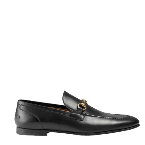 GUCCI/古驰 黑色锥形皮革鹿皮乐福鞋406994BLM001000