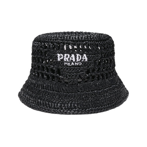 PRADA/普拉达 【22年新款】 女士织物拉菲草编渔夫帽镂空帽子 1HC137 2A2T