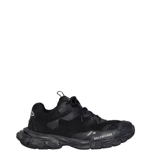 Balenciaga/巴黎世家 22年春夏新款 TRACK.3系列 男士黑色网布尼龙做旧效果运动鞋700875W3RF11090