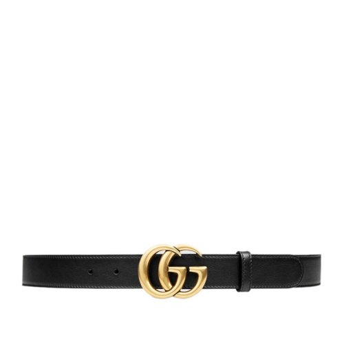 GUCCI/古驰 男士黑色皮革金色双G搭扣商务休闲腰带皮带 414516-AP00T-1000