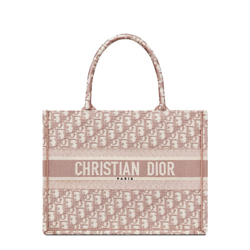 DIOR/迪奥  BOOK TOTE系列 女士小号玫瑰粉色老花刺绣手提托特包M1296ZRIW_M912