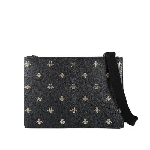 GUCCI/古驰  古琦男包 男士黑色皮革蜜蜂星星图案单肩包 450976 DJ2MT 8474 HKY0011N