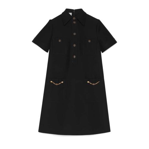  GUCCI古驰 22年秋冬 女士 饰双G连衣裙 661672 ZAD88 1000