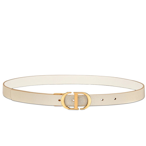 DIOR/迪奥新款 30 MONTAIGNE系列 女士金色和奶白色光滑牛皮革双面腰带20毫米B0178UWGB_M01E