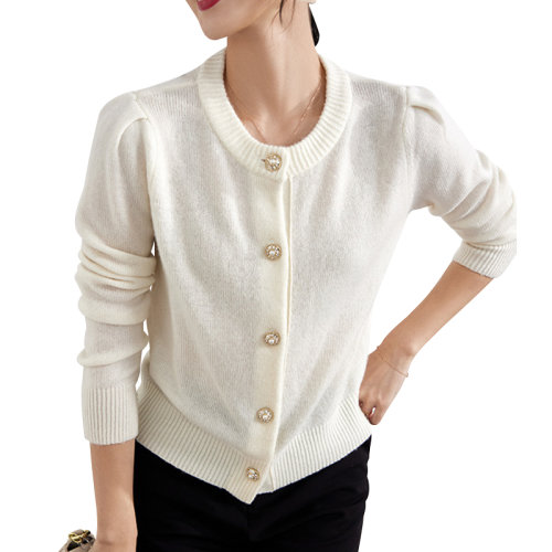 GeleiStory/GeleiStory 2021秋冬新款羊绒针织开衫长袖上衣女慵懒简约短款羊毛外套女士针织衫/毛衣