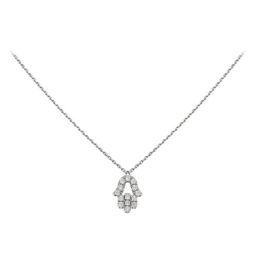 CARTIER/卡地亚 C?urs et Symboles系列 18k金白金镶嵌钻石法蒂玛之手吊坠B3153119