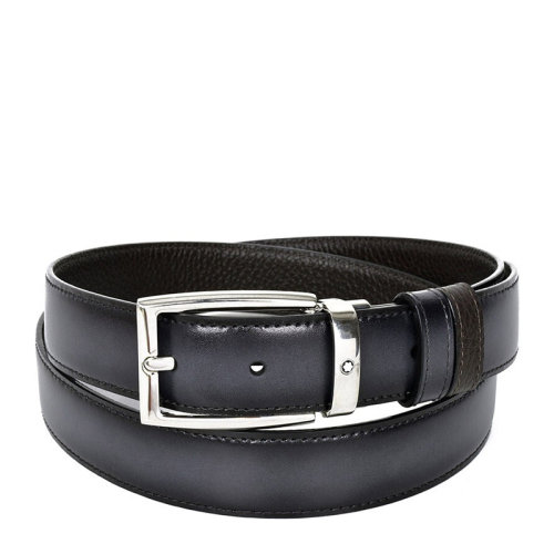 MontBlanc/万宝龙 男士经典棕色灰色卡扣腰带皮带 123900