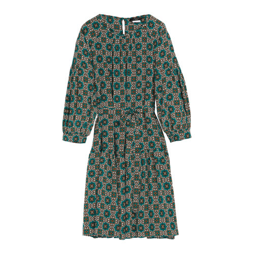 MaxMara/麦丝玛拉 22年早春新款 MARGIE系列 女士翡翠绿色印花真丝双绉连衣裙5221082706004