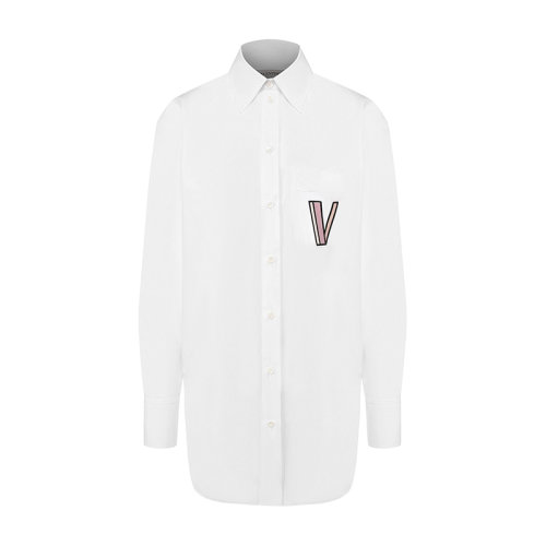 Valentino/华伦天奴  女装 时尚百搭 字母印花 女士白色长袖衬衫 TB3AB16N1M10BO  HKY015C