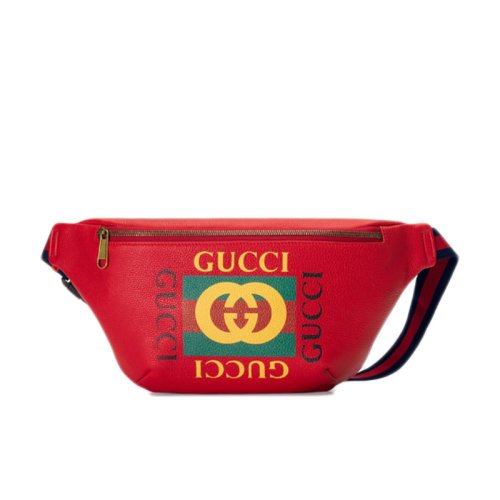 GUCCI/古驰 男士红色皮革标识印花双G腰包SK00040766