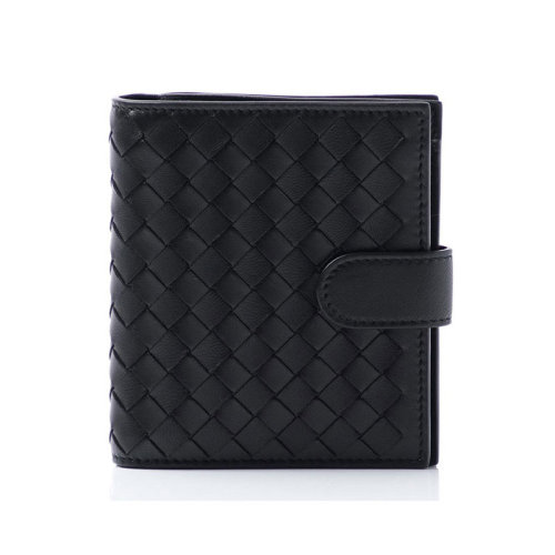 Bottega Veneta/葆蝶家 女士黑色羊皮短款钱包 121059V001N
