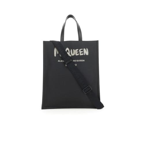 Alexander McQueen/亚历山大麦昆 男士黑色织物单肩斜挎包 668591 1AAEY 1073 PLSX
