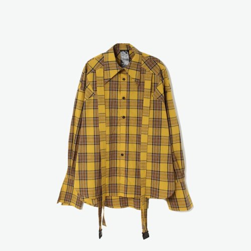 CHIZHANG/驰张 黄色格纹飘带女士长袖衬衫