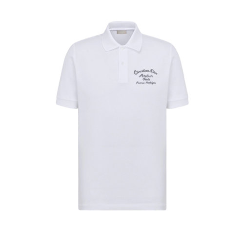 DIOR/迪奥 22年秋冬新款 CD 1947系列 男士白色纯棉珠地布Christian Dior Atelier标志短袖POLO衫293J832A0448_C088