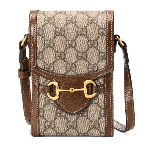 【香港】GUCCI/古驰  情侣款 经典马衔扣1955系列 复古迷你翻盖手机包 迷你手袋 斜挎单肩包