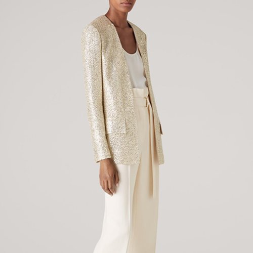 St.John/盛蔷亮片晚装宴会长款女士夹克针织外套K6210Y1
