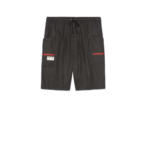  GUCCI古驰 22年秋冬 男士 饰Gucci标签涂层棉布短裤 604172 XDBCH 1043