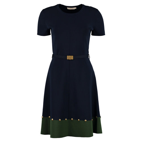 Tory Burch/汤丽柏琦  短袖 女性 收腰 OL风 深蓝色 女士连衣裙 55788_405