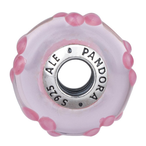 PANDORA/潘多拉 女士粉色925银珐琅花朵琉璃时尚优雅串饰串珠  797901