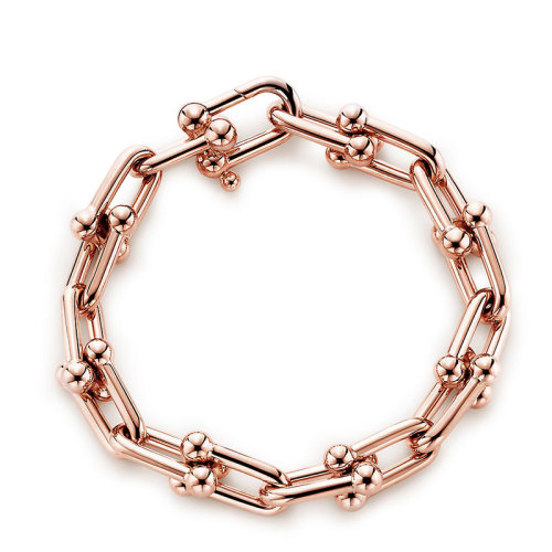 Tiffany & Co./蒂芙尼  Tiffany City HardWear系列18k金玫瑰金链式手链GRP09548