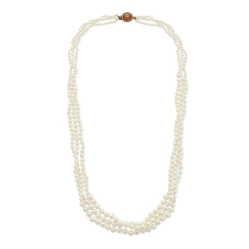 GUCCI古驰 22年秋冬 女士 互扣式双G玻璃珍珠项链 716617 I9654 8486