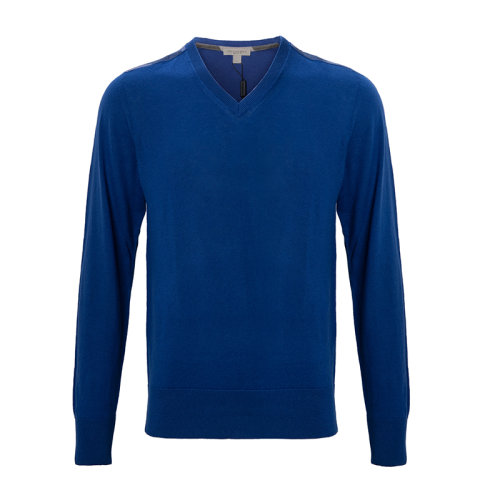 BURBERRY/博柏利  男装 服装 蓝色羊绒圆领logo刺绣 男士针织衫毛衣 3918055