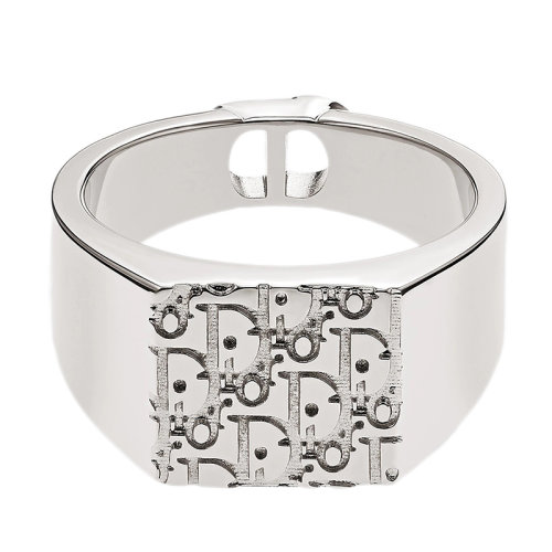 DIOR/迪奥  男士银色OBLIQUE图案背面镂空CD细节戒指 R1006HOMST_D990