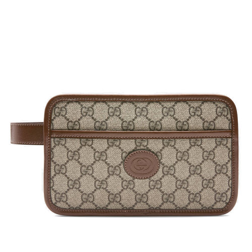 GUCCI/古驰   方形复古米色/乌木色GG Supreme公文包手拿包62576492TCG8563