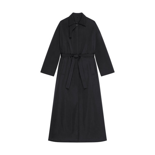 Givenchy/纪梵希 22年秋冬新款 女士黑色棉质混纺塔夫绸长款风衣BW00H914L0-001