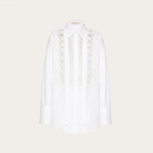  VALENTINO华伦天奴 22年秋冬 女士 长袖衬衫 CHEMISE EN POPELINE DE COTON BRODéE 1B3AB3S0_