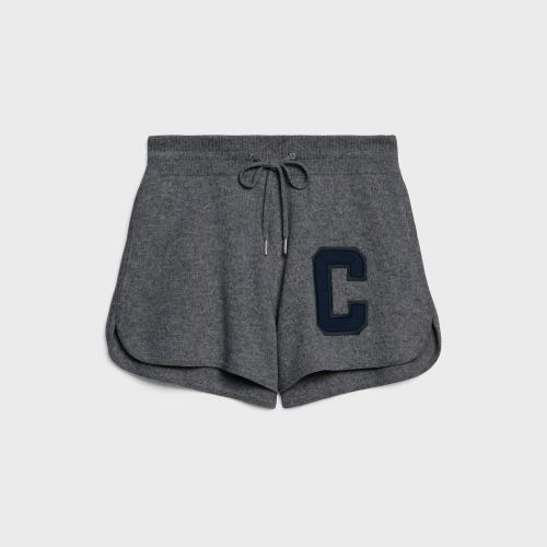  CELINE赛琳思琳 22年秋冬 女士 短裤 山羊绒羊毛字母C运动短裤 2A12V402P.09GR