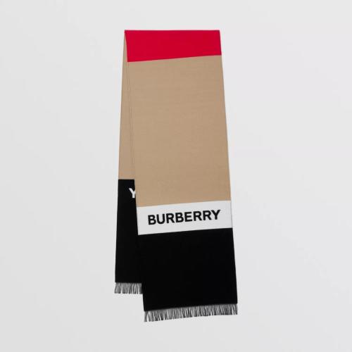  BURBERRY 22年秋冬 女士 徽标提花丝毛混纺围巾 80549921