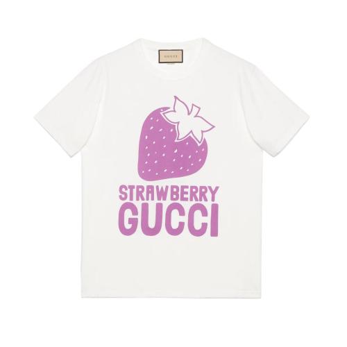  GUCCI古驰 22年秋冬 女士 “Strawberry Gucci”印花棉质T恤 548334 XJDWG 9275