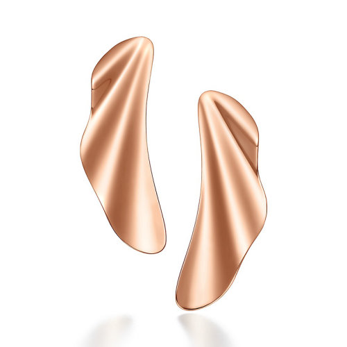 Tiffany & Co./蒂芙尼  ElsaPeretti?系列18K金玫瑰金小号波浪耳环 67740343