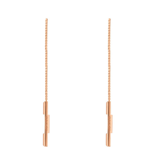 GUCCI/古驰  Link to Love系列 18k金玫瑰金条形Gucci铭文吊坠耳环662115J85005702