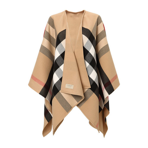 BURBERRY/博柏利  女士加厚款羊毛披肩 经典格纹内衬双面羊毛披肩  40294061