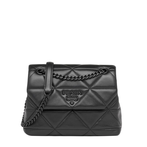 PRADA/普拉达 22年新款Spectrum系列 女士黑色纳帕皮革缝线黑标链条单肩包1BD233_WDF0_F0ES9_V_OOO