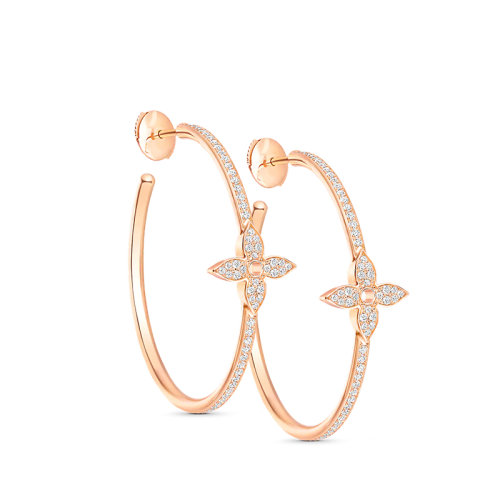 Louis Vuitton/路易威登 IDYLLE BLOSSOM系列 经典款18k金玫瑰金140钻石花卉形状耳环Q96839