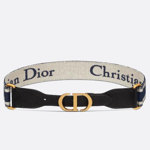  DIOR迪奥 22年秋冬 女士 腰带 腰带-35-毫米蓝色和奶油白色刺绣帆布christian-dior B0004CBTE_